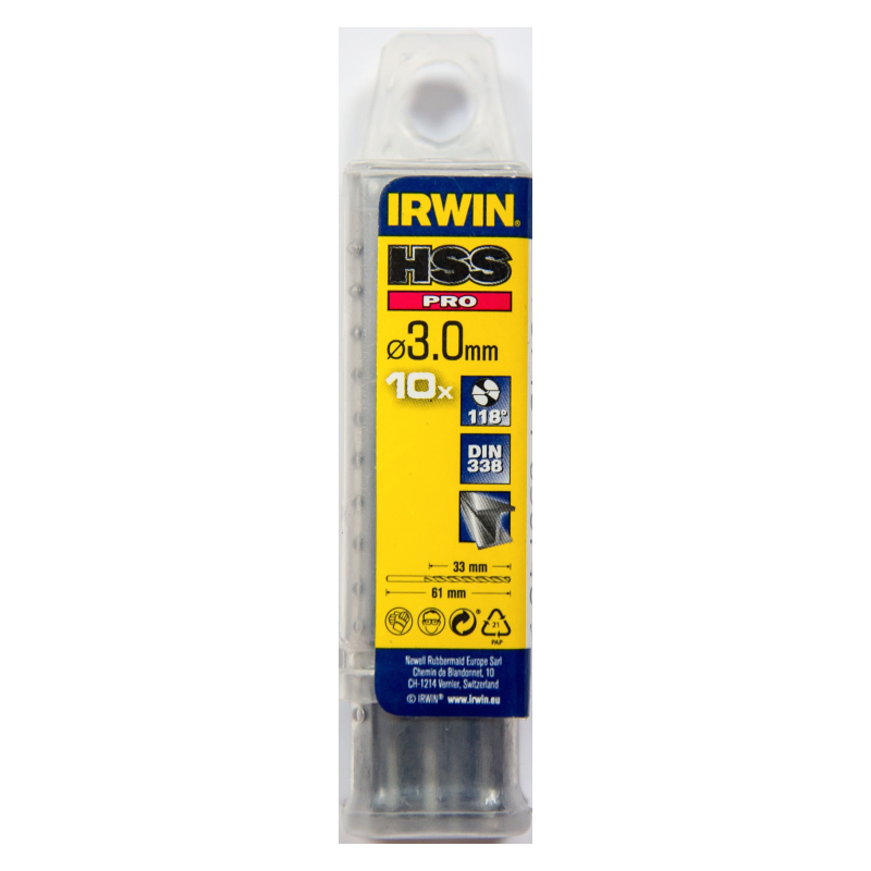 IRWIN Metallbohrer HSS PRO DIN 338 3,00 mm (Pack. 10 Stk.)