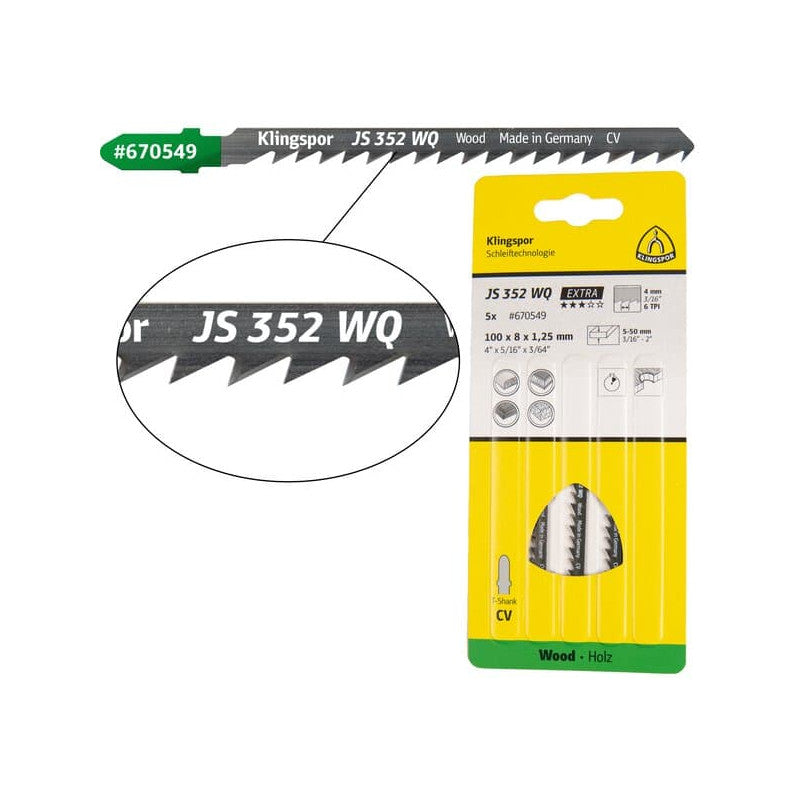 KLINGSPOR Stichsägeblatt für Weichholz JS 352 WQ Extra