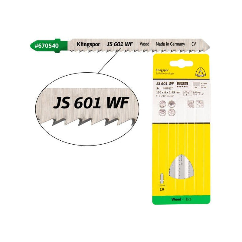 KLINGSPOR Stichsägeblatt für Weichholz JS 601 WF Supra