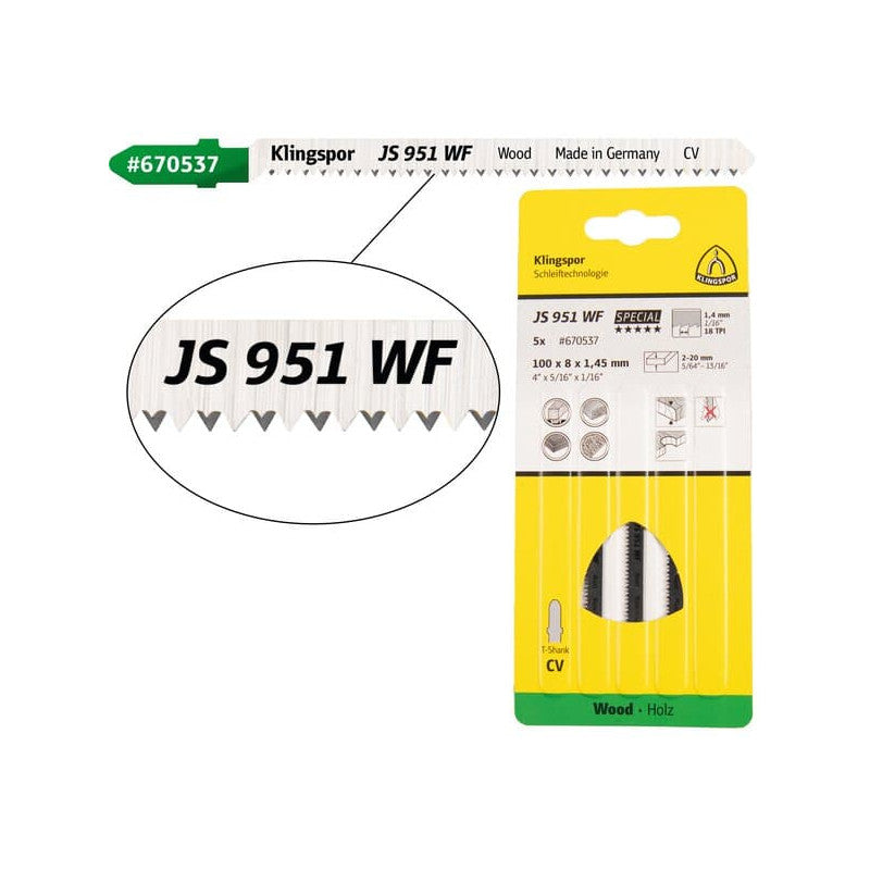 KLINGSPOR Stichsägeblatt für Weichholz JS 951 WF Special