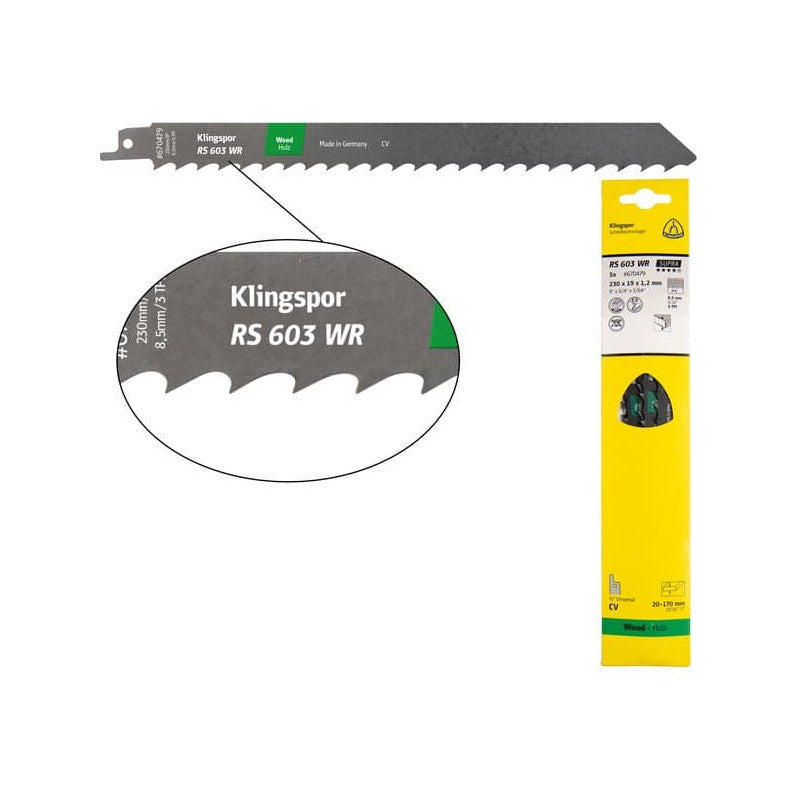 KLINGSPOR Säbelsägeblatt für Weichholz RS 603 WR Supra