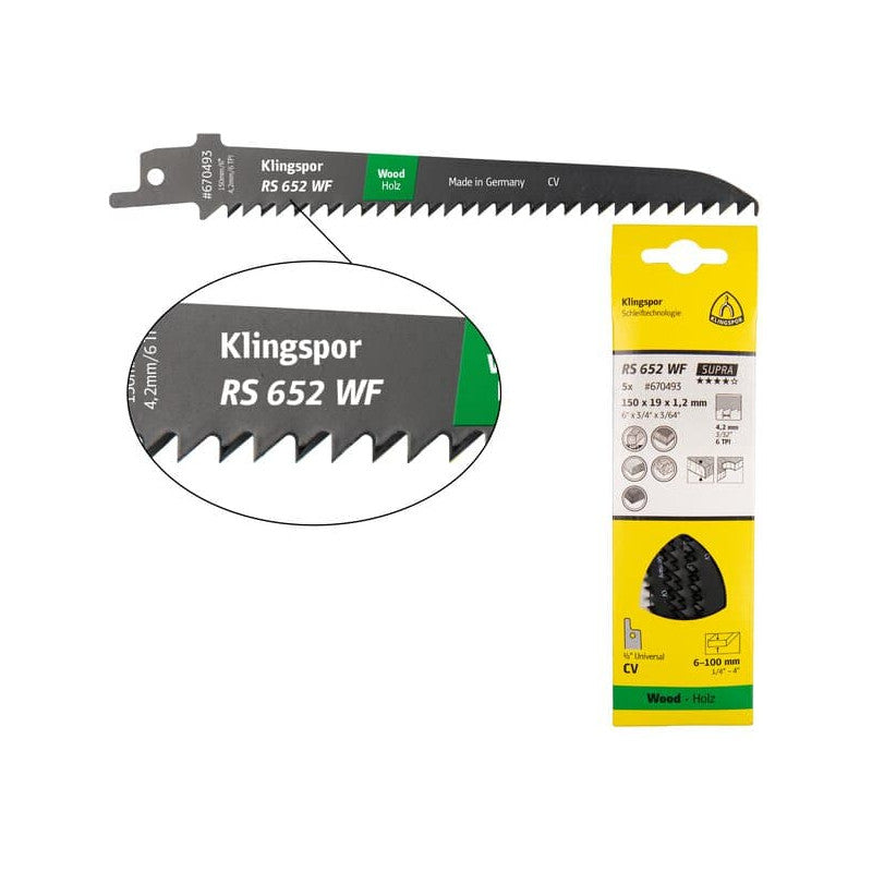 KLINGSPOR Säbelsägeblatt für Weichholz RS 652 WF Supra
