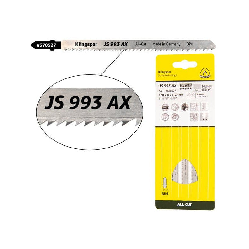 KLINGSPOR Stichsägeblatt für Hartholz und Metall JS 993 AX Special