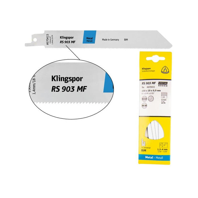 KLINGSPOR Säbelsägeblatt für Stahl, Metall, Aluminium RS 903 MF Special