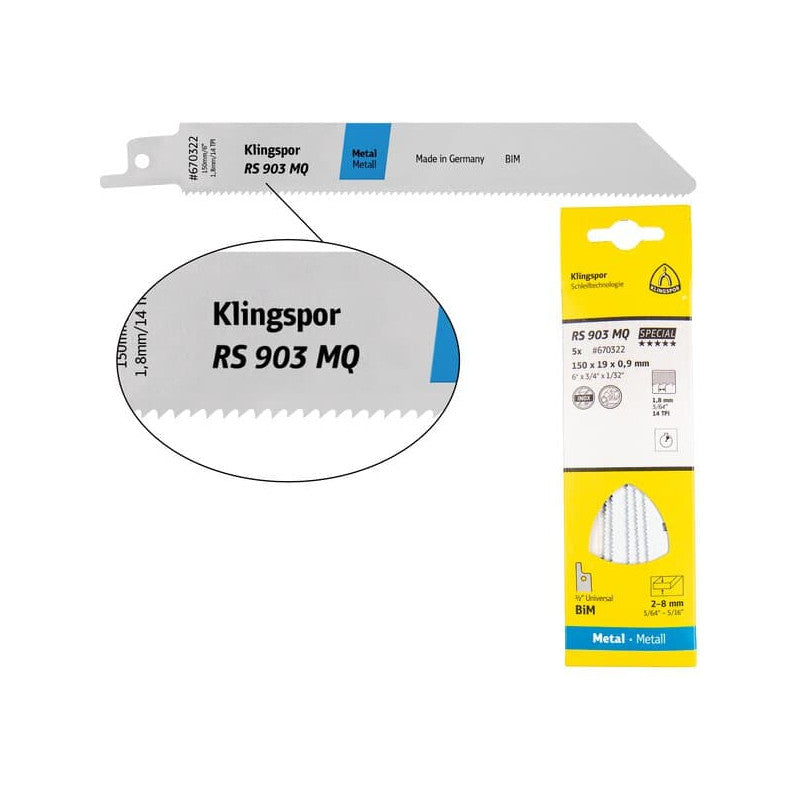 KLINGSPOR Säbelsägeblatt für Stahl RS 903 MQ Special