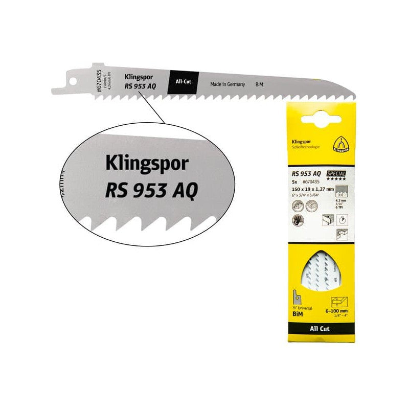 KLINGSPOR Säbelsägeblatt Bi-Metall universal RS 953 AQ Special