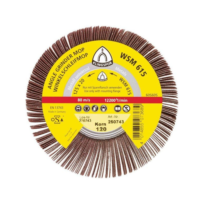 KLINGSPOR Aufsteck-Fächerschleifer, abgewinkelt 125x 20 mm WSM 615