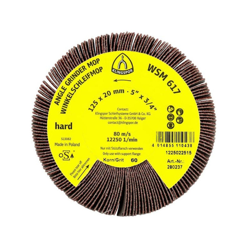KLINGSPOR Aufsteck-Fächerschleifer, abgewinkelt 125x 20 mm WSM 617