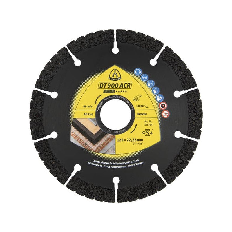 KLINGSPOR Diamant-Trennscheibe für viele Werkstoffe 125x2,8x22,23 DT 900 ACR Special