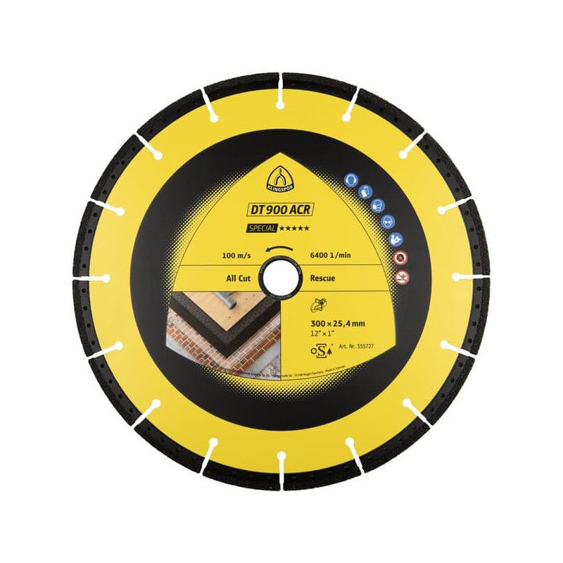 KLINGSPOR Diamant-Trennscheibe für viele Werkstoffe 350x3,1x20 DT 900 ACR Special