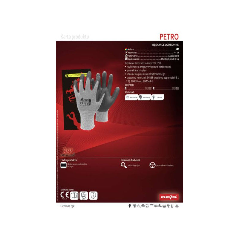 Antistatische Handschuhe ESD REIS PETRO SWS