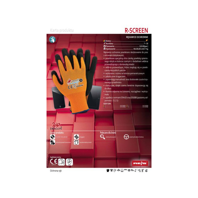 Beschichtete Schutzhandschuhe für Touchscreens REIS R-SCREEN PB