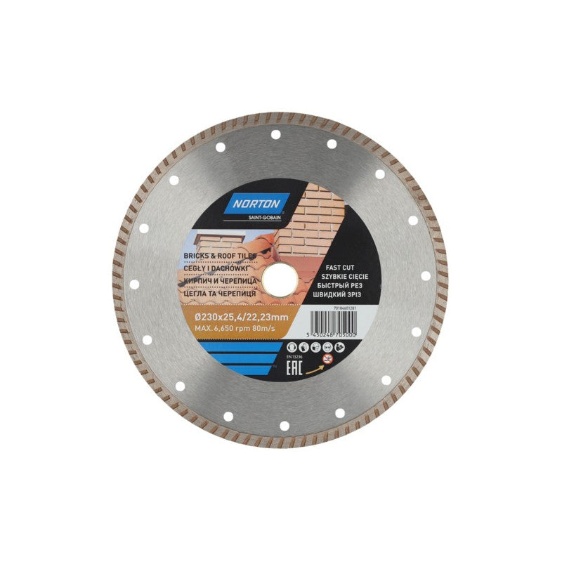 Diamant-Trennscheibe für Ziegel und Dachziegel 230 x 25,4/22 mm, Norton BRICKS & TILES