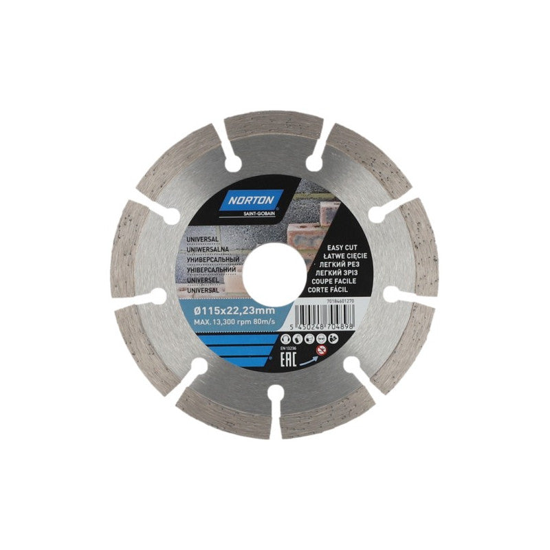 Diamant-Trennscheibe für Baustoffe 115 x 22,3 mm, Norton UNIVERSAL
