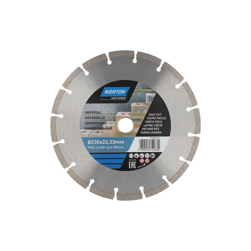 Diamant-Trennscheibe für Baustoffe 230 x 22,3 mm, Norton UNIVERSAL
