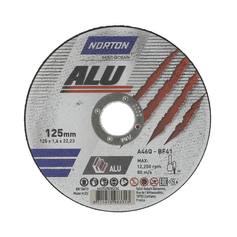 Trennscheibe für Aluminium 125x1,6x22 mm, NORTON ALU A46Q