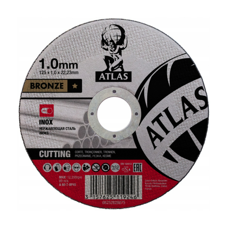 Trennscheibe für Stahl 125x1x22 mm, NORTON Atlas A60T