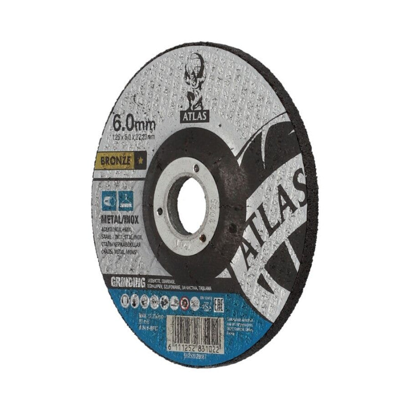Schruppscheibe für Metall und Stahl 125x6x22 mm, Norton A24R Atlas