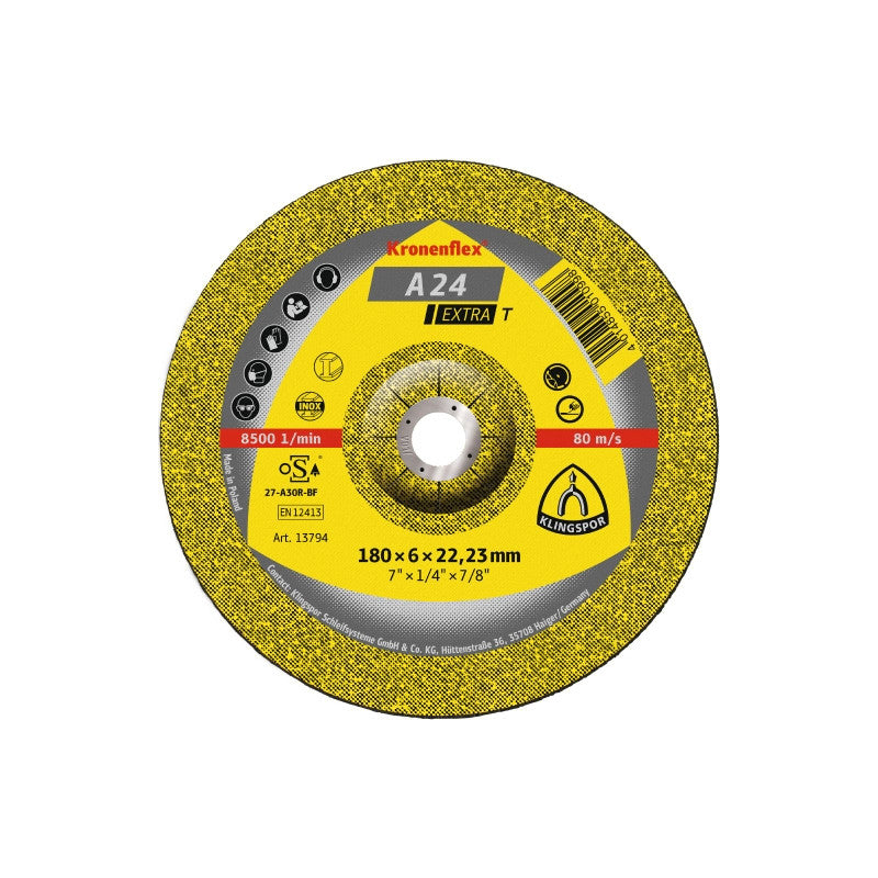 Schruppscheibe für Metall 180x6x22 mm, Kronenflex A 24 Extra