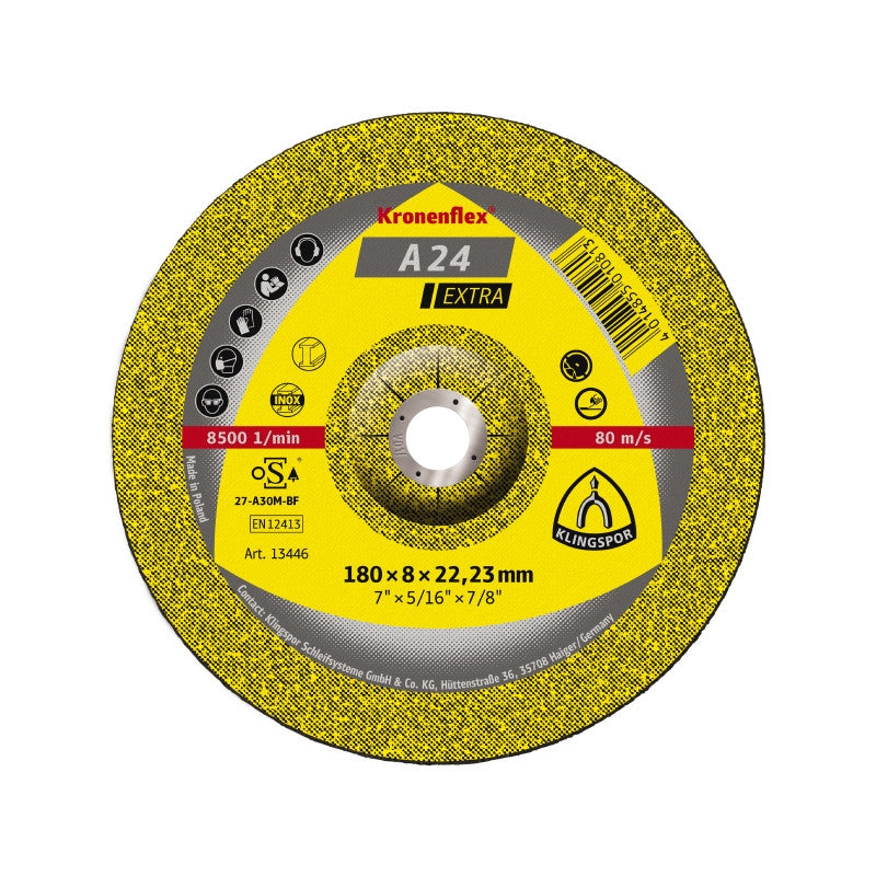 Schruppscheibe für Metall 180x8x22 mm, Kronenflex A 24 Extra