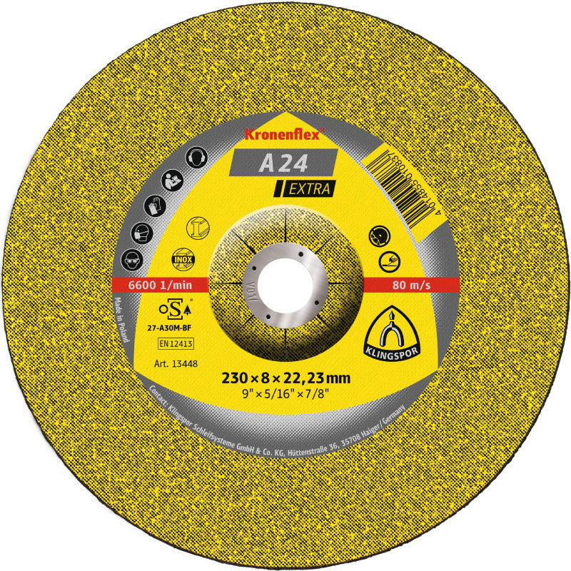 Schruppscheibe für Metall 230x8x22 mm, Kronenflex A 24 Extra
