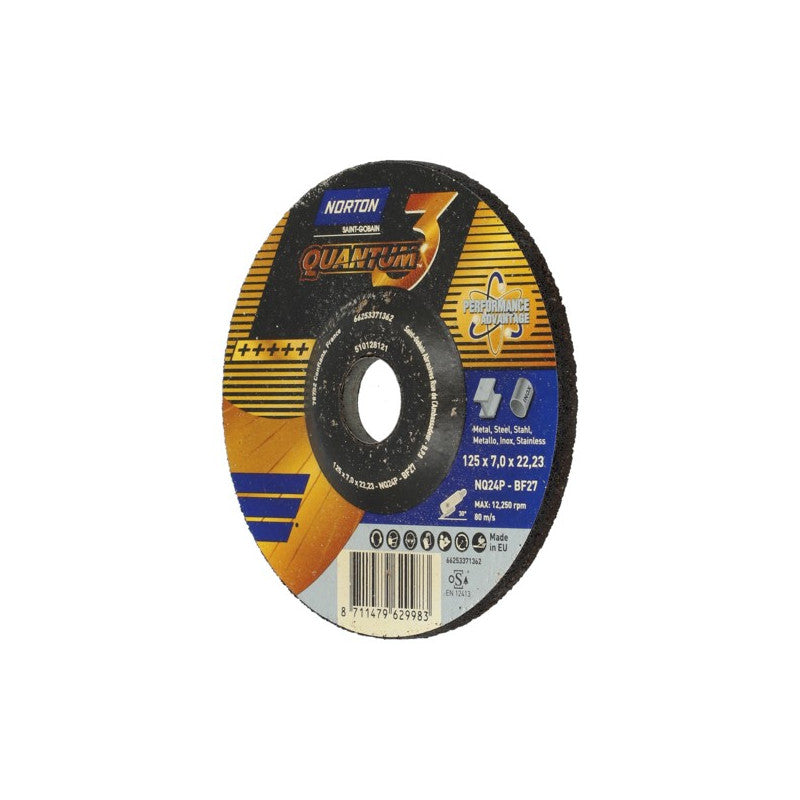 Schruppscheibe für Metall und Stahl 125x7x22 mm, NORTON QUANTUM3 NQ24P