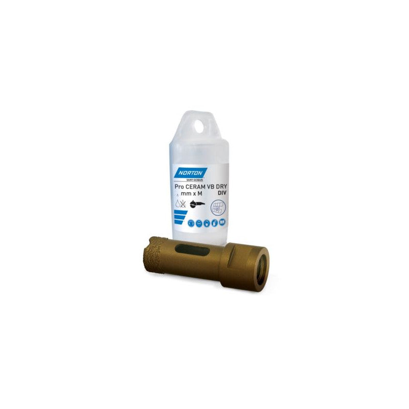 Diamant-Bohrkrone für Fliesen 12 mm, Norton Pro Ceram M14 VB