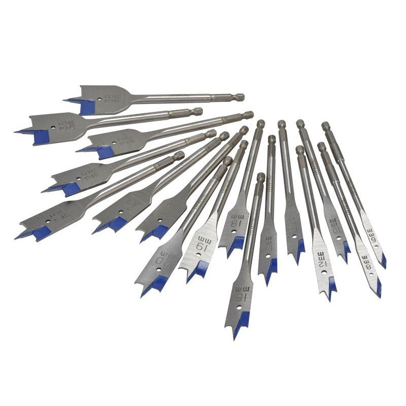 Set 17 Flachfräsbohrer für Holz BLUE GROOVE 4X 6-38 mm, IRWIN IW4041002